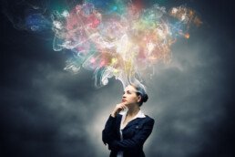 woman with thought cloud